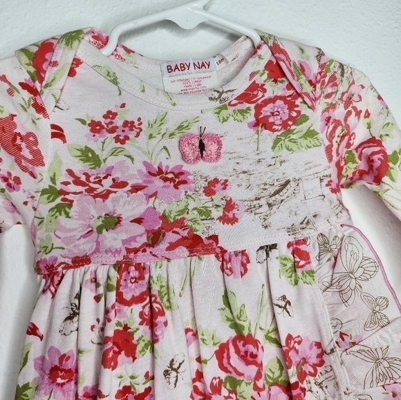 Baby Nay NWT Dress Ruffle Floral Butterfly Toddler 18 Months - Picture 2 of 7